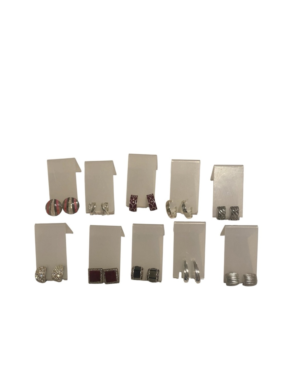 10 pairs Assorted Women's Fashion Costume Clip - On Hoop and Stud Earrings
